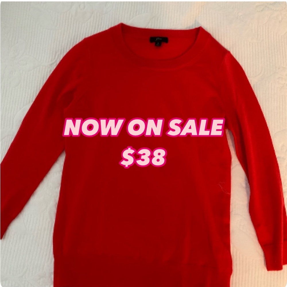 JCrew Red three quarter cotton sweater
